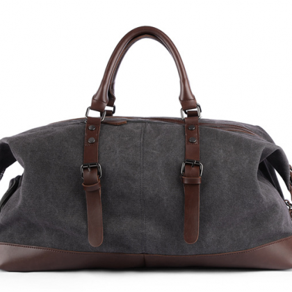 Unisex Luxury Tote Leather And Canvas Travel Bag